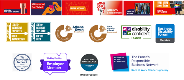 Middlesex awards and accreditation logos